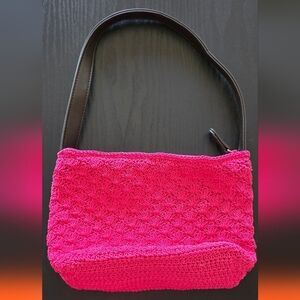 Vibrant Pink Women's Crochet Shoulder Bag